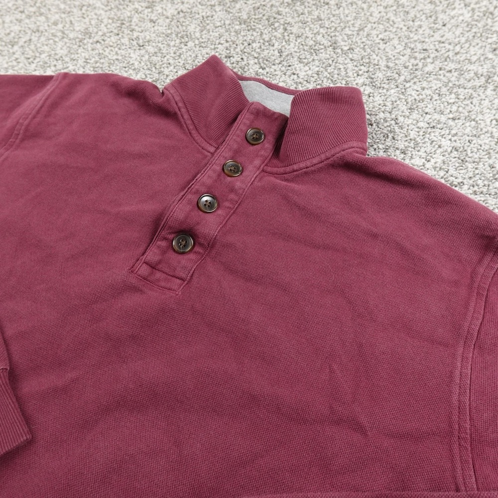 Brooks Brothers Sweatshirt Mens XL Red Rugby Mock Henley Sweater Elbow Patch Top